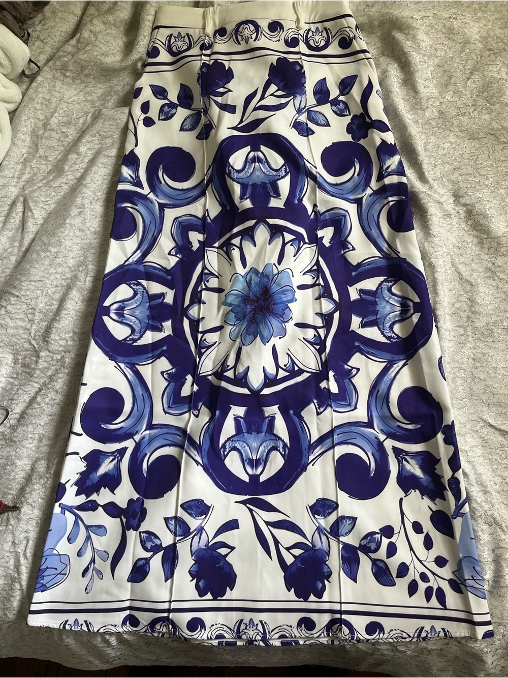NWT White and Blue Floral Maxi Skirt
